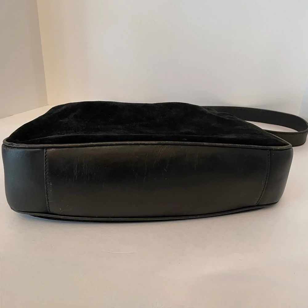 Gucci Suede Leather Bamboo Handle bag w/Strap Black Vintage - Picture 7 of 16